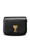 Ami Alexandre Mattiussi Grained Texture Adjustable Strap Bag Gold-tone Hardware In Schwarz