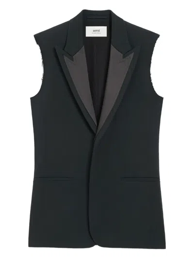Ami Alexandre Mattiussi Smocking Notched-collar Gilet In Black