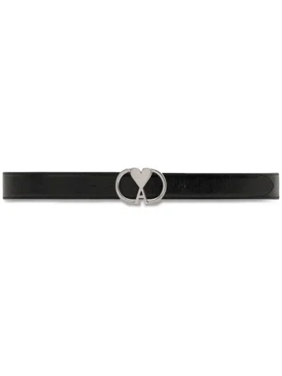 Ami Alexandre Mattiussi Smooth Black Cow Leather Belt