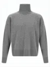 Ami Alexandre Mattiussi Soft Knitted Turtleneck Sweater With Ribbed Details In Gray