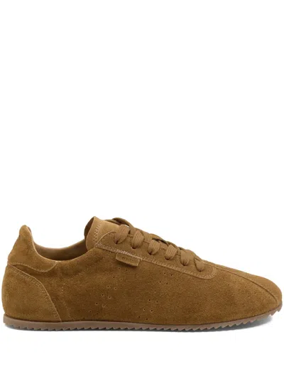 Ami Alexandre Mattiussi Ami Paris Men Brown Sneakers With Perforated Design And Embossed Logo On The Back In Suede Man In Multi