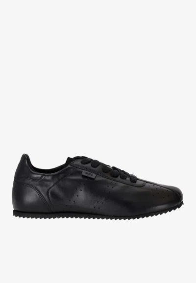 Ami Alexandre Mattiussi Low Top Sneakers Perforated Design Rubber Sole In Black