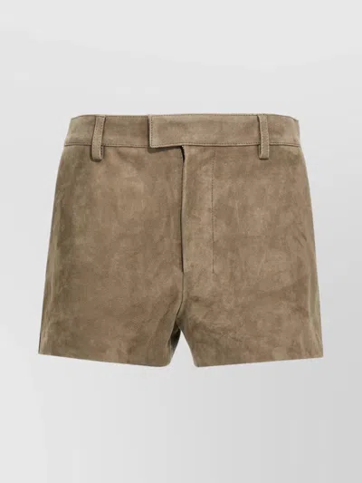 AMI ALEXANDRE MATTIUSSI SOFT SUEDE SHORTS BUTTON DETAIL