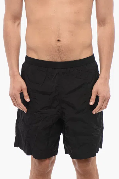 Ami Alexandre Mattiussi Solid Color Nylon Swim Shorts In Black
