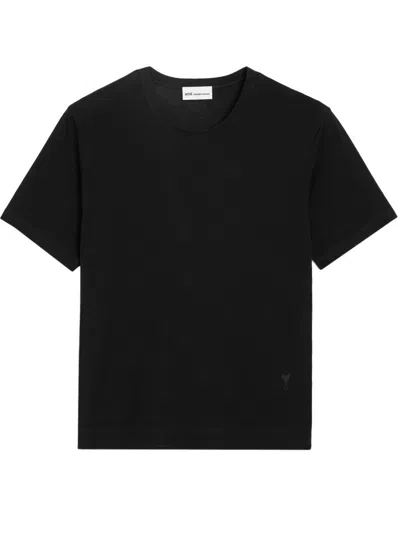 Ami Alexandre Mattiussi Solid Mercerized Ts-hirt In Black
