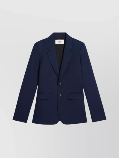 Ami Alexandre Mattiussi Sophisticated Cotton-wool Blend Blazer In Blue