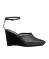 Ami Alexandre Mattiussi Ami Paris Crosiette Ankle Strap Wedge Mules In Black