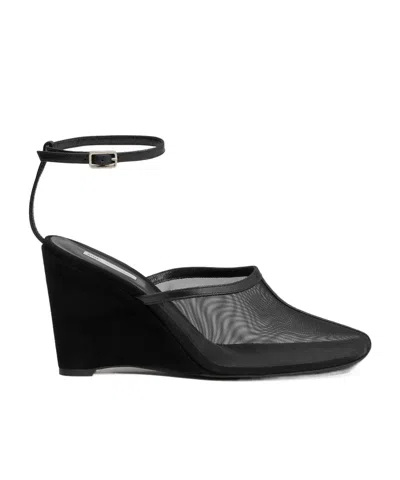 AMI ALEXANDRE MATTIUSSI SQUARE TOE WEDGE HEEL SHOES