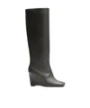 Ami Alexandre Mattiussi Square Toe Wedge Knee-high Boots In Gray