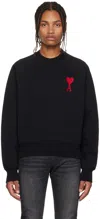 Ami Alexandre Mattiussi Ami Paris Logo-embroidered Stretch-cotton Sweatshirt In 001 Black