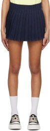 Ami Alexandre Mattiussi Indigo Pleated Denim Miniskirt In 4003 Lazuli Blue