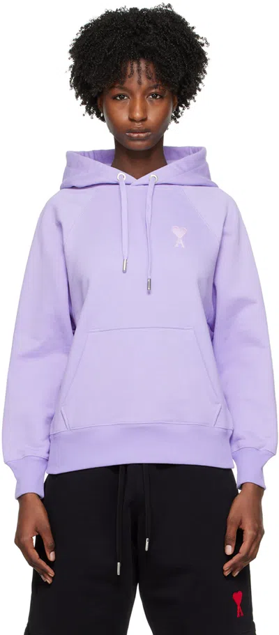 Ami Alexandre Mattiussi Ssense Exclusive Purple Ami De Cœur Hoodie In 507 Digital Violet
