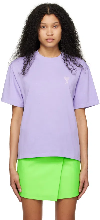 Ami Alexandre Mattiussi Ssense Exclusive Purple Ami De Cœur T-shirt In 507 Digital Violet