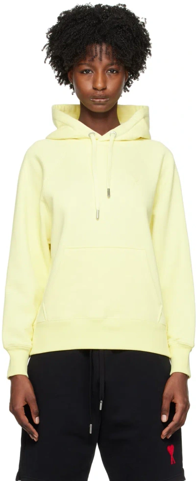 Ami Alexandre Mattiussi Ssense Exclusive Yellow Ami De Cœur Hoodie In 703 Pale Yellow