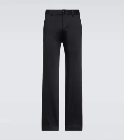 Ami Alexandre Mattiussi Straight Cotton Satin Chinos In Black