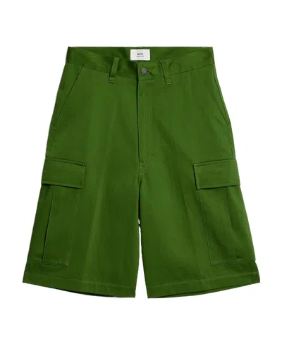 Ami Alexandre Mattiussi Straight-leg Cargo Shorts In Green