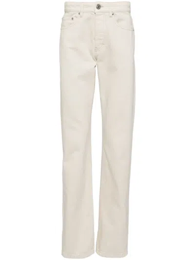 Ami Alexandre Mattiussi Off-white Large Fit Jeans In Off White/150