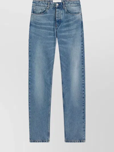 Ami Alexandre Mattiussi Straight Leg Trousers Whiskering Effect In Blue