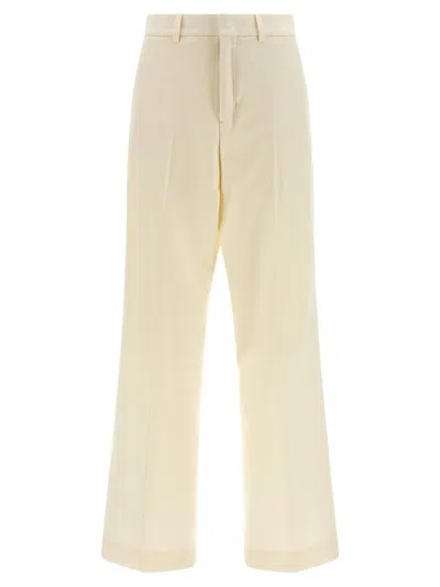 AMI ALEXANDRE MATTIUSSI STRAIGHT-LEG WOOL TROUSERS WITH STRETCHED PLEAT DETAIL