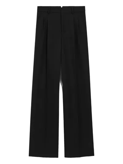 Ami Alexandre Mattiussi Wool Straight Trousers In Black