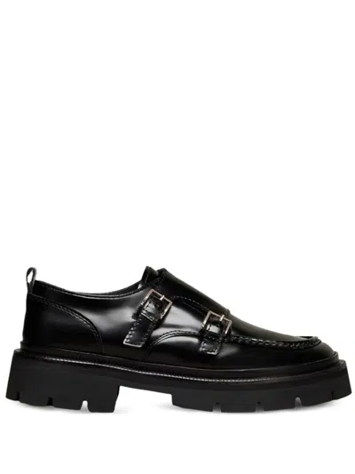 Santoni Side Buckle-fastening Detail Loafers In Negre