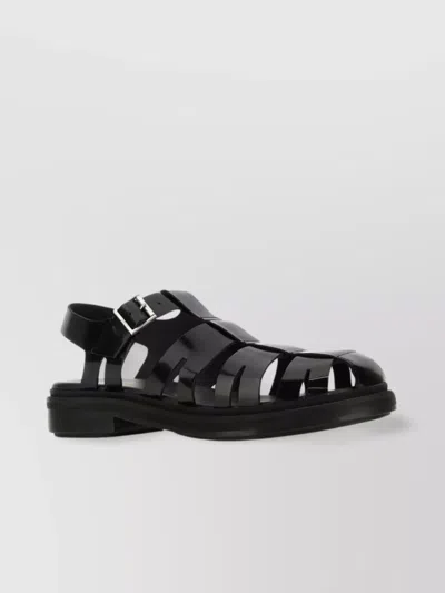 Ami Alexandre Mattiussi Strappy Leather Sandals Open Toe In Black