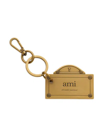 Ami Alexandre Mattiussi Street Plate Keyring In Gold