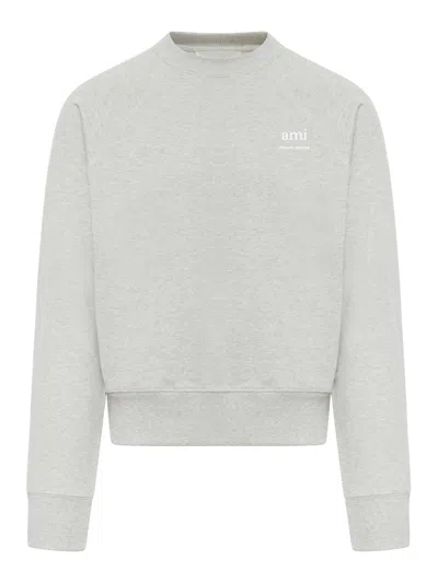 Ami Alexandre Mattiussi Stretch Cotton Sweatshirt In Grey