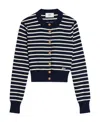 Ami Alexandre Mattiussi Ami Cropped Blue Cardigan With Striped Pattern In Blue