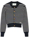 Ami Alexandre Mattiussi Ami Cropped Blue Cardigan With Striped Pattern In Blue