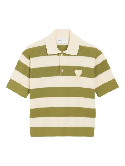 Ami Alexandre Mattiussi White Cotton Short Sleeves Ami De Coeur Polo White In Green