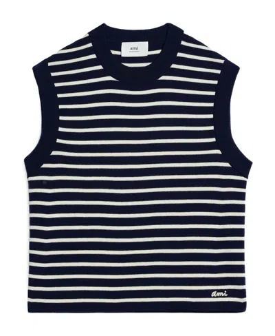 Ami Alexandre Mattiussi Stripe-print Merino Vest In Black