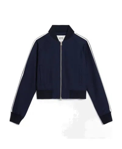 Ami Alexandre Mattiussi Stripe-trim Track Jacket In Black
