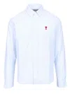 Ami Alexandre Mattiussi Adc Button-down Collar Logo-embroidered Striped Cotton Oxford Shirt In White