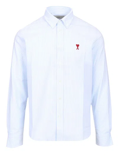 Ami Alexandre Mattiussi Striped Ami De Coeur Shirt In White
