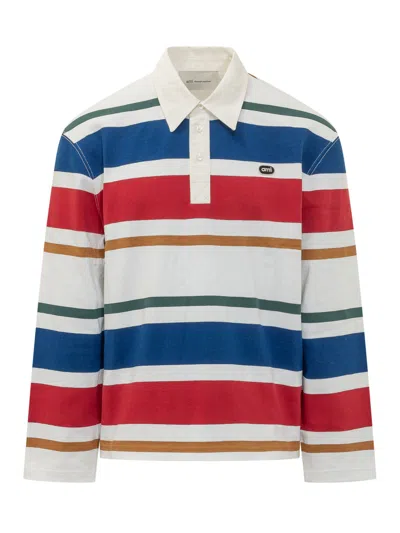 Ami Alexandre Mattiussi Multicolor Striped Cotton With Ami Patch Long-sleeve Polo In Stripes Jersey