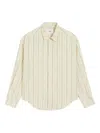 Ami Alexandre Mattiussi Beige Cotton Ami De Coeur Boxy Fit Striped Shirt Beige In Neutral
