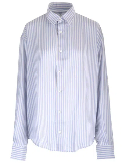 Ami Alexandre Mattiussi Striped Button-up Shirt In 195 Chalk/cashmere Blue