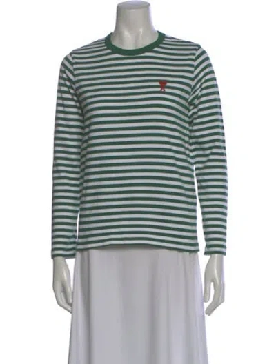 Pre-owned Ami Alexandre Mattiussi Striped Crew Neck T-shirt In Green