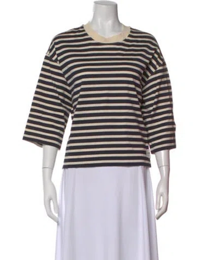 Pre-owned Ami Alexandre Mattiussi Striped Crew Neck T-shirt W/ Tags In Neutral