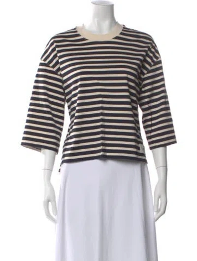 Pre-owned Ami Alexandre Mattiussi Striped Crew Neck T-shirt In White