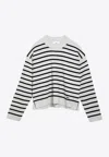Ami Alexandre Mattiussi Cropped Sweater With Classic Stripe Pattern In Monochrome