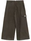 Ami Alexandre Mattiussi Striped Cropped Trouser In Brown