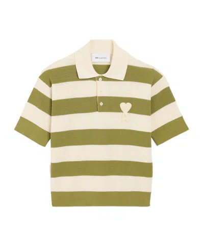 Ami Alexandre Mattiussi White Cotton Short Sleeves Ami De Coeur Polo White In Green