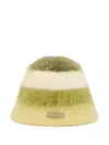 Ami Alexandre Mattiussi Green Mohair Striped Ami Bucket Hat Beige In Green