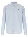 Ami Alexandre Mattiussi Adc Button-down Collar Logo-embroidered Striped Cotton Oxford Shirt In Animal Print