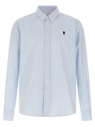 AMI ALEXANDRE MATTIUSSI STRIPED OXFORD COTTON SHIRT WITH BUTTON-DOWN STYLE