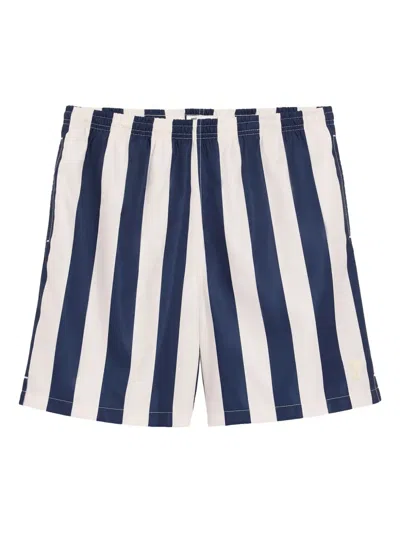 Ami Alexandre Mattiussi Ami Paris Blue And White Long Stripes Polyester Swim Shorts
