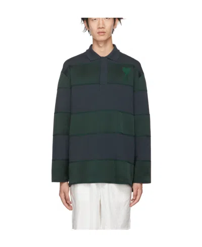 Ami Alexandre Mattiussi Striped Polo Shirt In Black