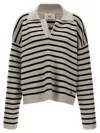 Ami Alexandre Mattiussi Biologic Cotton And Wool Sweater With Striped Motif In White/black